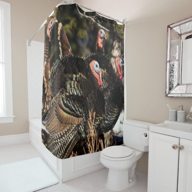 Wild Turkeys Shower Curtain (In Situ)