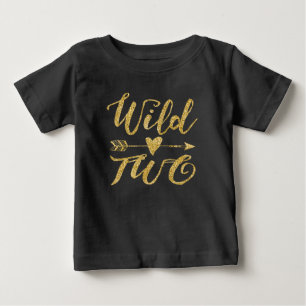 Wild Two   2nd Birthday Golden and Black Baby T-Shirt