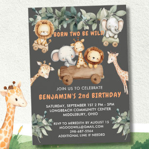 *Wild Two Jungle Safari 2nd Birthday Party  Invitation