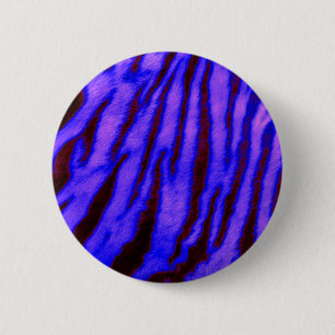 Wild & Vibrant Blue Tiger Stripes 6 Cm Round Badge