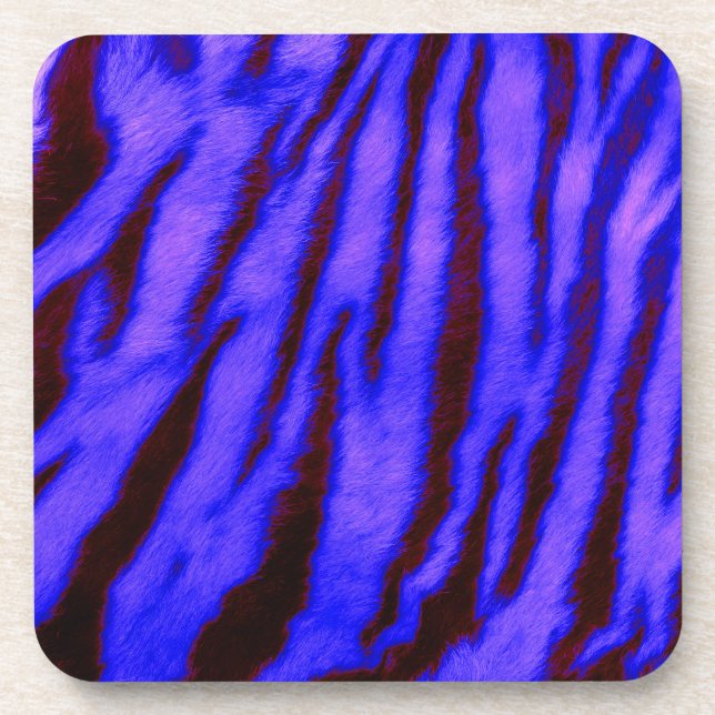 Wild & Vibrant Blue Tiger Stripes Coaster (Front)