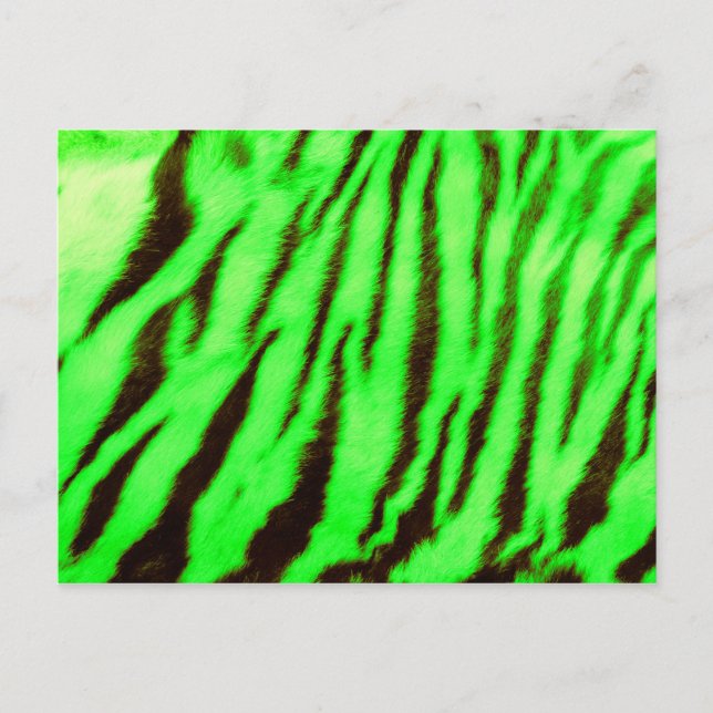 Wild & Vibrant Green Tiger Stripes Postcard (Front)