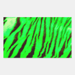 Wild & Vibrant Green Tiger Stripes Rectangular Sticker