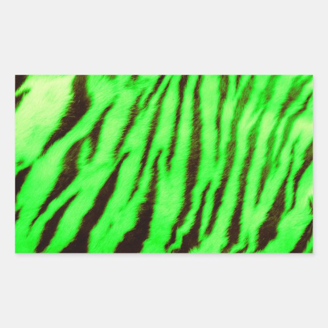 Wild & Vibrant Green Tiger Stripes Rectangular Sticker (Front)