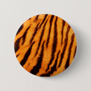 Wild & Vibrant Orange Tiger Stripes 6 Cm Round Badge
