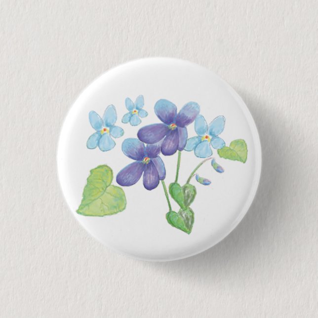 Wild Violet Flowers Illustration   3 Cm Round Badge (Front)