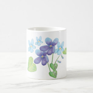 Wild Violet Flowers Illustration Coffee Mug