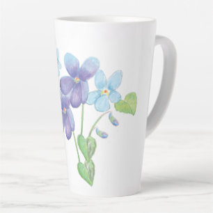 Wild Violet Flowers Illustration Latte Mug