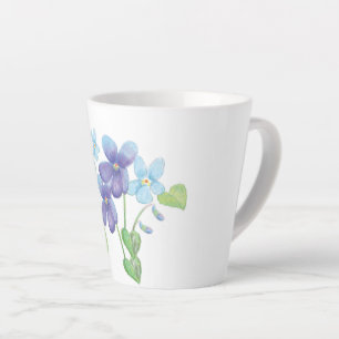Wild Violet Flowers Illustration Latte Mug