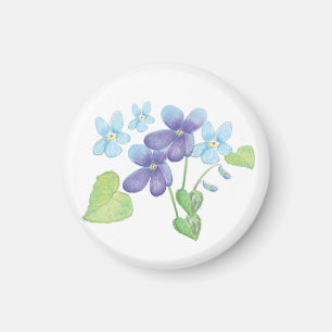 Wild Violet Flowers Illustration  Magnet