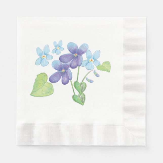 Wild Violet Flowers Illustration   Napkin (Front)