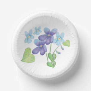Wild Violet Flowers Illustration Paper Plate