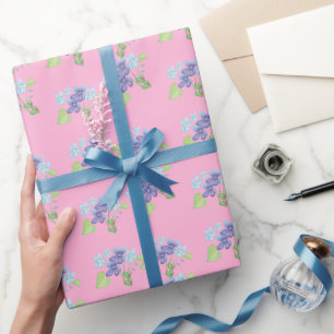 Wild Violet Flowers Pink Wrapping Paper