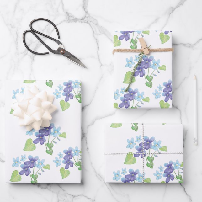 Wild Violet Flowers & Spring Wrapping Paper (Front)