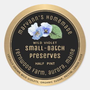 Wild Violet Small Batch Preserves Metallic Gold  Classic Round Sticker