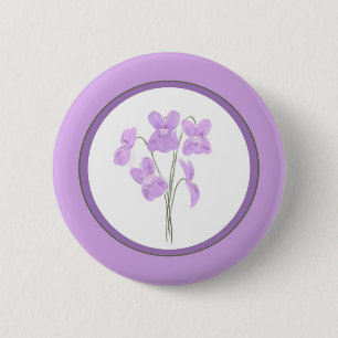 Wild Violet Watercolor Bouquet Button