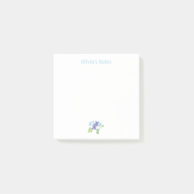 Wild Violets are Blue & Purple Personalised Post-it Notes (Front)