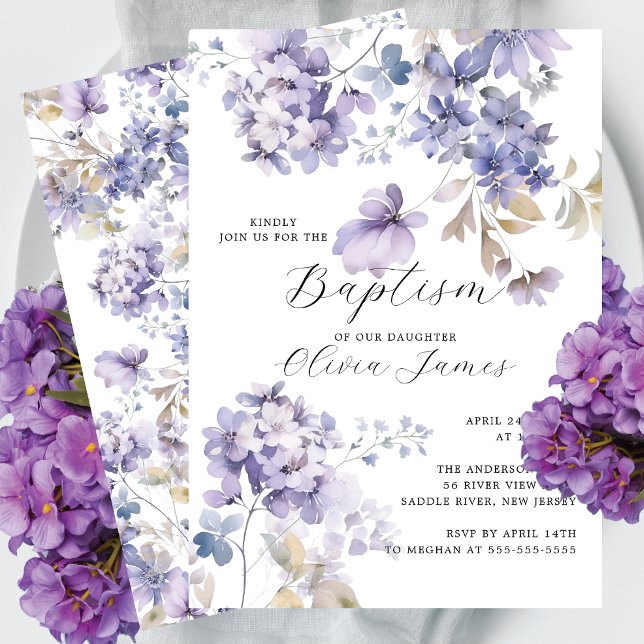 Wild Violets Baptism Invitation (Creator Uploaded)