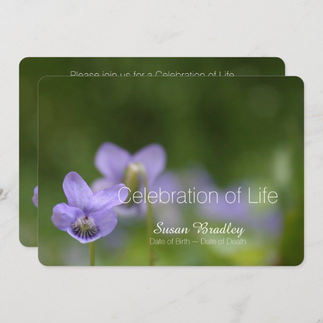 Wild Violets Celebration of Life Invitation (Front/Back)
