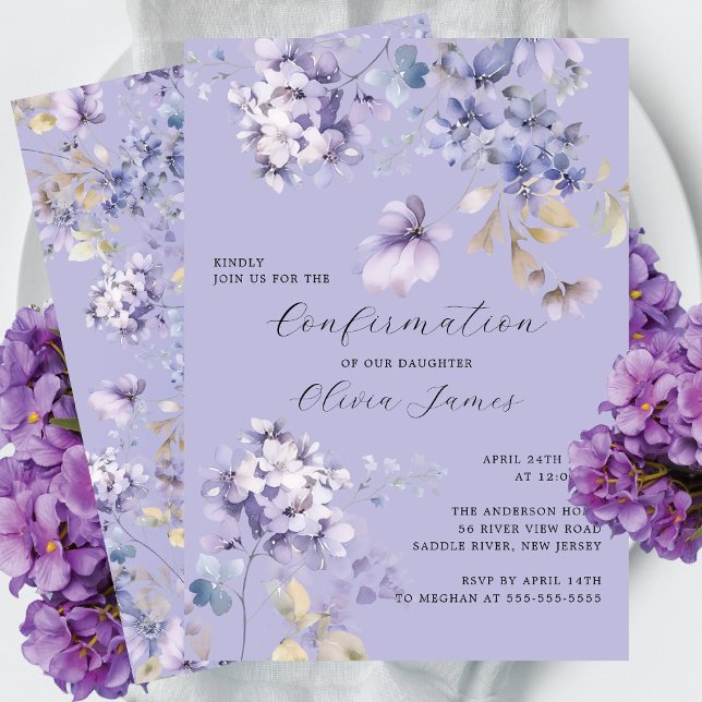 Wild Violets Confirmation Invitation (Creator Uploaded)