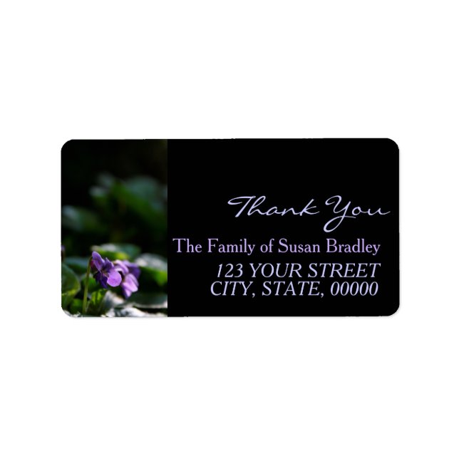 Wild Violets Family Thank You Address Label (Front)