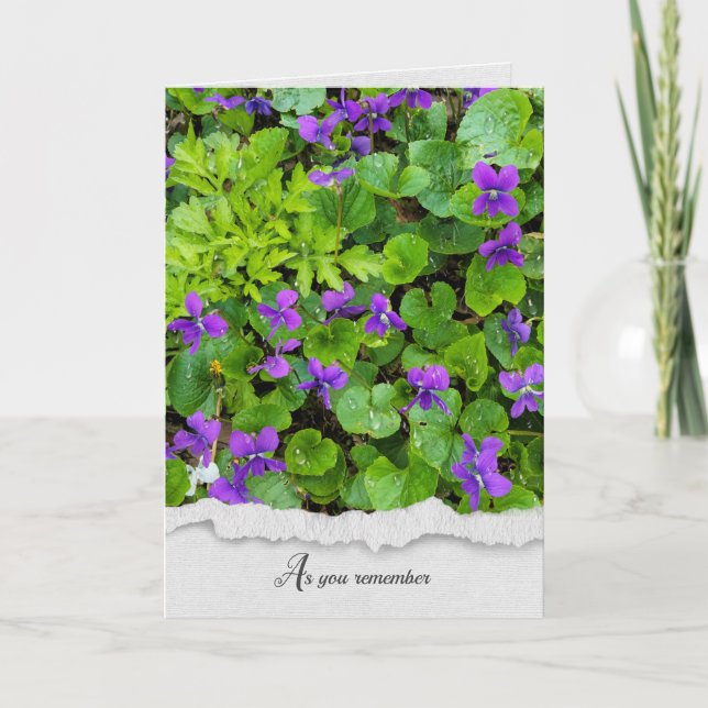 Wild Violets with Raindrops sympathy card (Front)