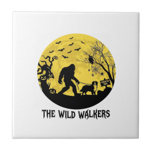 Wild Walkers Bigfoot Walking Bernese Halloween Hau Ceramic Tile