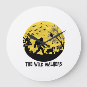 Wild Walkers Bigfoot Walking Bernese Halloween Hau Large Clock