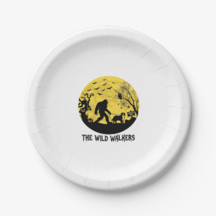 Wild Walkers Bigfoot Walking Bernese Halloween Hau Paper Plate