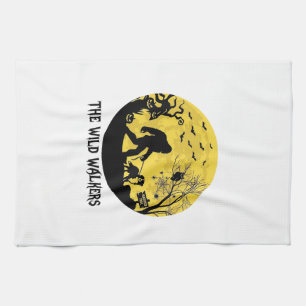 Wild Walkers Bigfoot Walking Bernese Halloween Hau Tea Towel