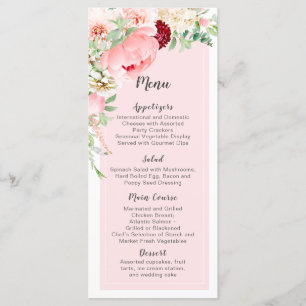 Wild Watercolor Garden Wedding   Menu