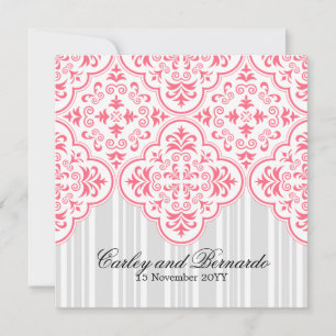 Wild Watermelon Wedding Damask Pattern Custom Invitation