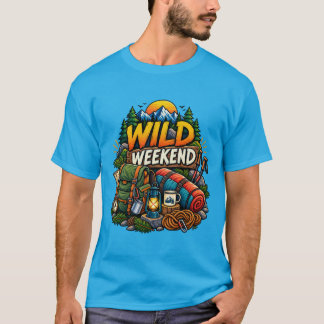 Wild Weekend Camping Adventure Mountain Camping De T-Shirt