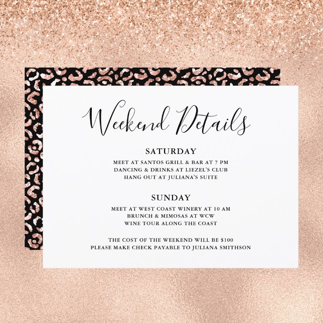 Wild Weekend Rose Gold Leopard Details Invitation (Creator Uploaded)