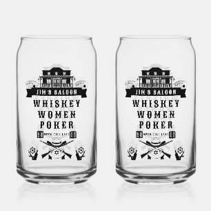 Wild West Americana Poker Can Glass