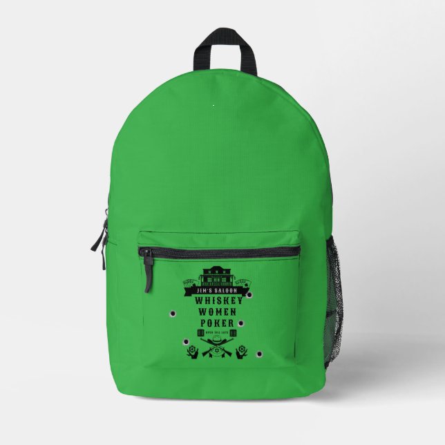 Wild West Americana Poker Printed Backpack (Front)