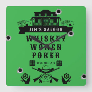 Wild West Americana Poker Square Wall Clock