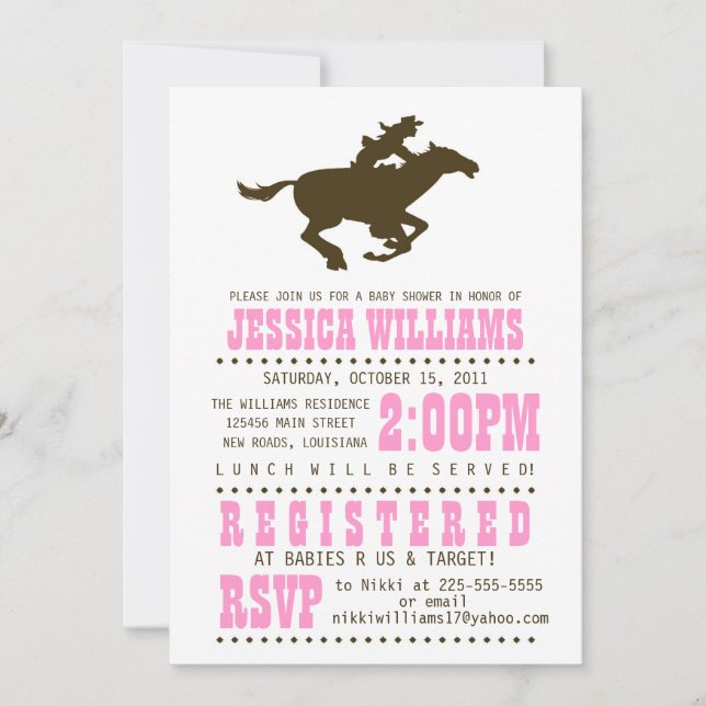Wild West Baby Shower Invitation (Front)