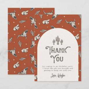 Wild West Birthday Thank You Card Western