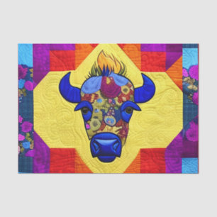 Wild West Bison Quilt Like Design Tissue Paper
