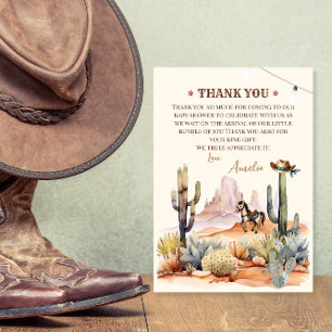 Wild West Boy A Little Cowboy Rustic Baby Shower Thank You Card