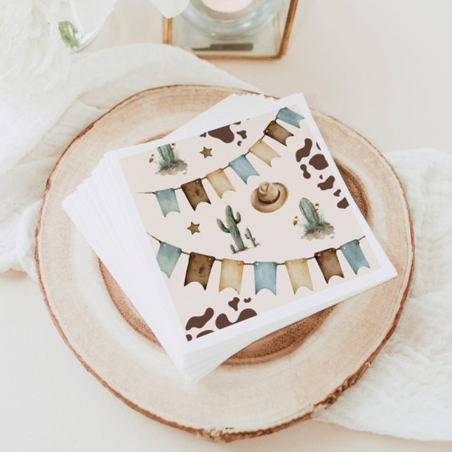 Wild West Boy First Rodeo 1st birthday party Napkin (Creator Uploaded)