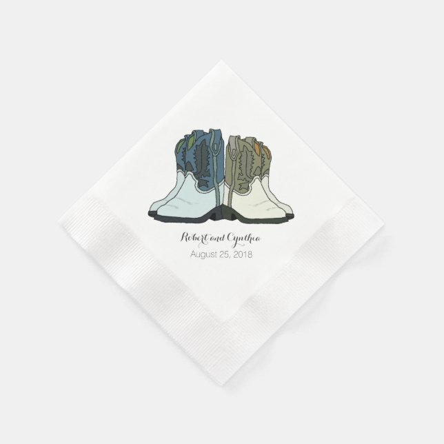 Wild West Country Cowboy Boots Wedding Napkin (Corner)