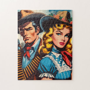 Wild West Couple Retro Comics Jigsaw Puzzle