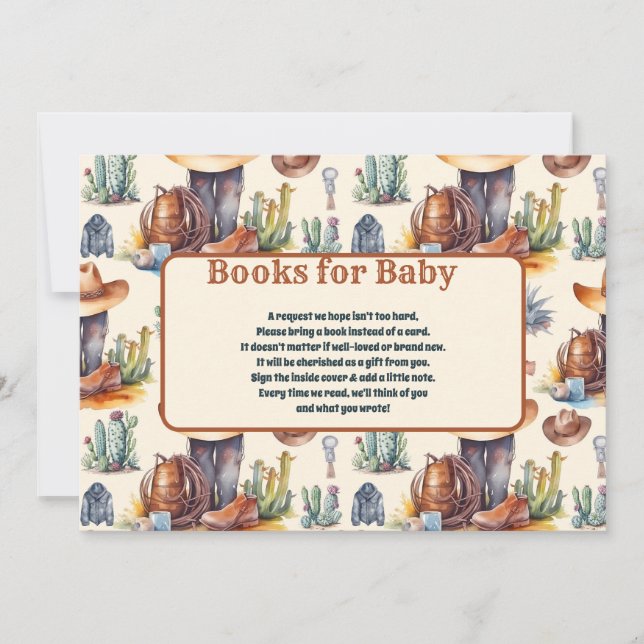 Wild West Cowboy Baby Shower Books for Baby Invitation (Front)