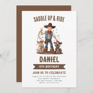 Wild West Cowboy Birthday Party  Invitation