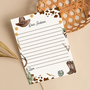 Wild West Cowboy Birthday Party Thank You Card