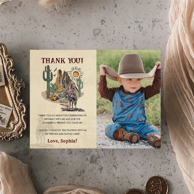 Wild West Cowboy Birthday Party Thank You Card (Creator Uploaded)