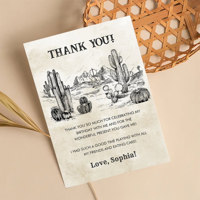 Wild West Cowboy Birthday Party Thank You Card (Creator Uploaded)