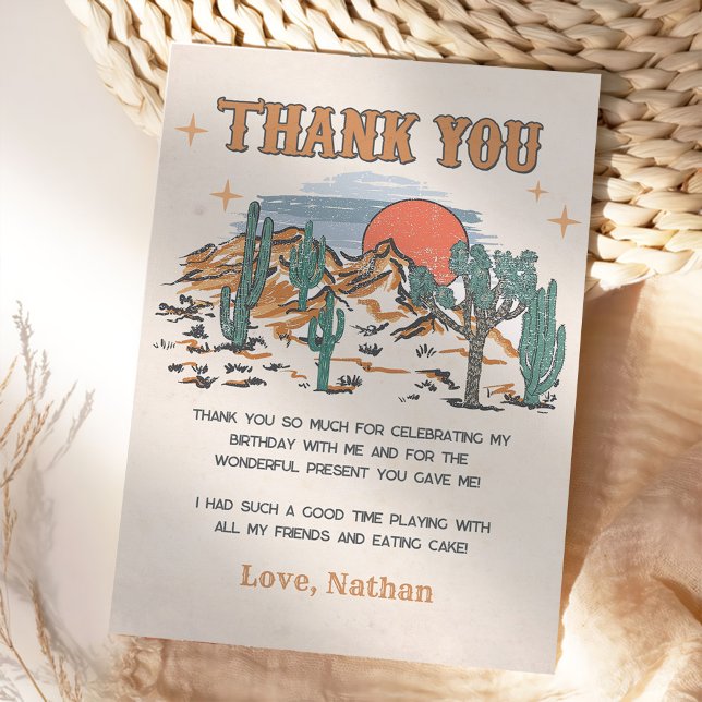 Wild West Cowboy Birthday Party Thank You Card (Creator Uploaded)